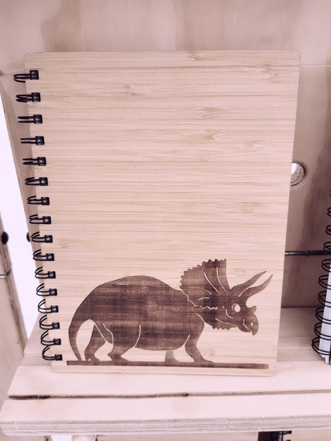 A5 Bamboo Cover Notebook - TRICERATOPS