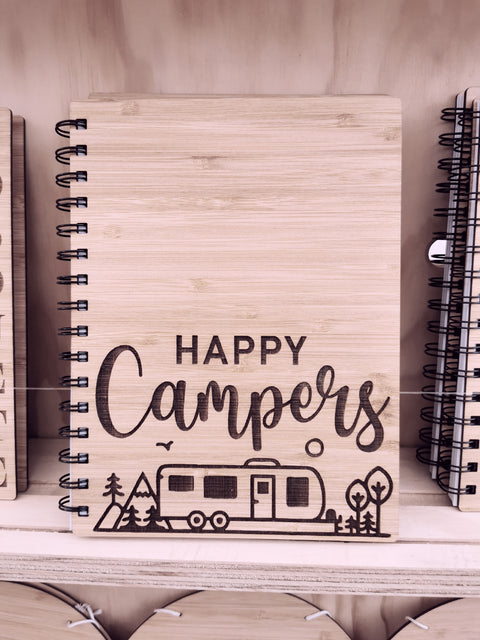 A5 Bamboo Cover Notebook - HAPPY CAMPERS