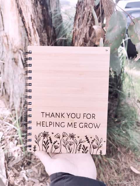A5 Bamboo Cover Notebook - THANK YOU FOR HELPING ME GROW