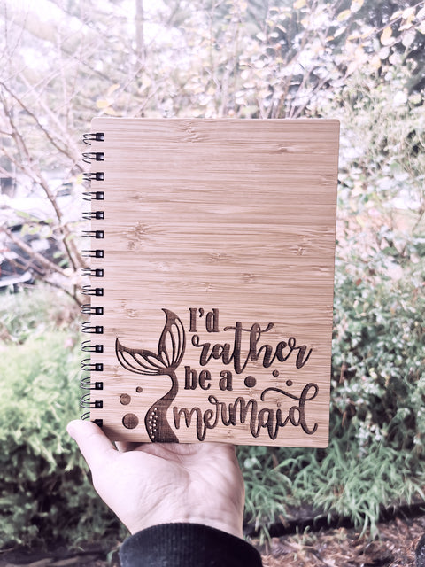 A5 Bamboo Cover Notebook - I'D RATHER BE A MERMAID