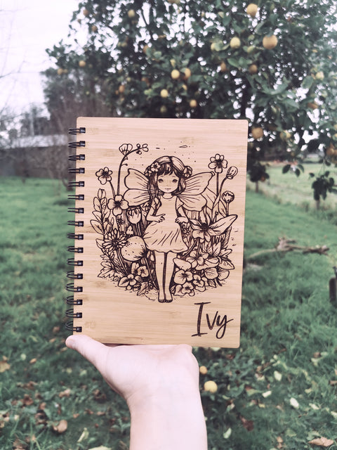 A5 Bamboo Cover Notebook - FAIRY - DESIGN 1 Personalised