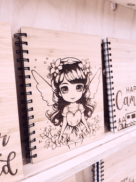A5 Bamboo Cover Notebook - FAIRY - DESIGN 2