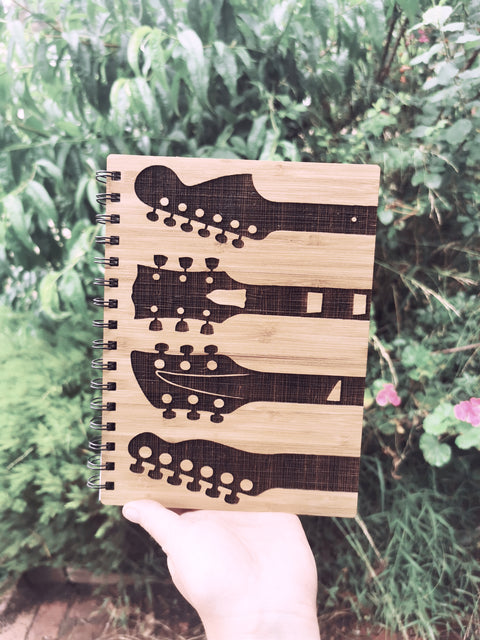 A5 Bamboo Cover Notebook - GUITARS
