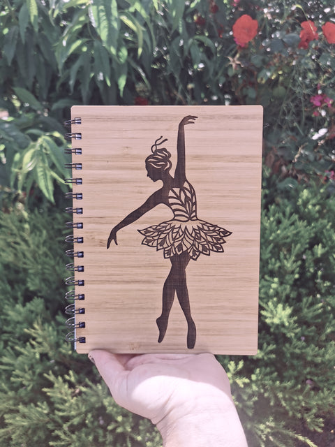 A5 Bamboo Cover Notebook - BALLERINA - DESIGN 2