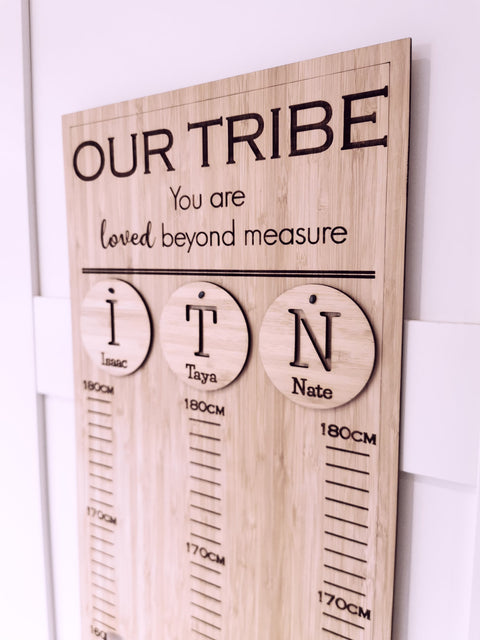 WALL RULER - Our Tribe, you are loved beyond measure - Personalised - Lets Etch