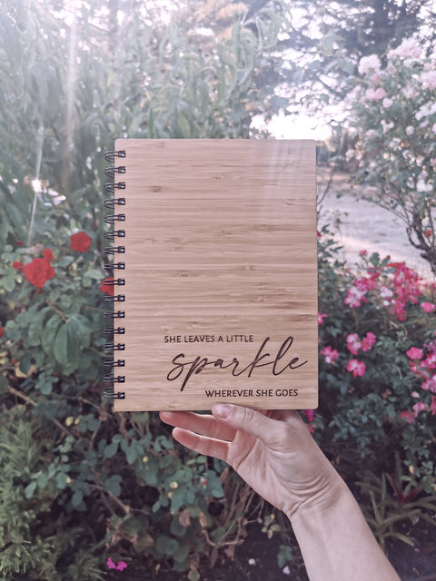 A5 Bamboo Cover Notebook - LITTLE SPARKLE - Let's Etch