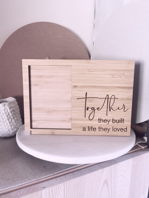 Bamboo Photo Frame - Personalised - Let's Etch