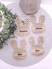 Rattan Cane Bunny Easter Tag - Personalised - Let's Etch