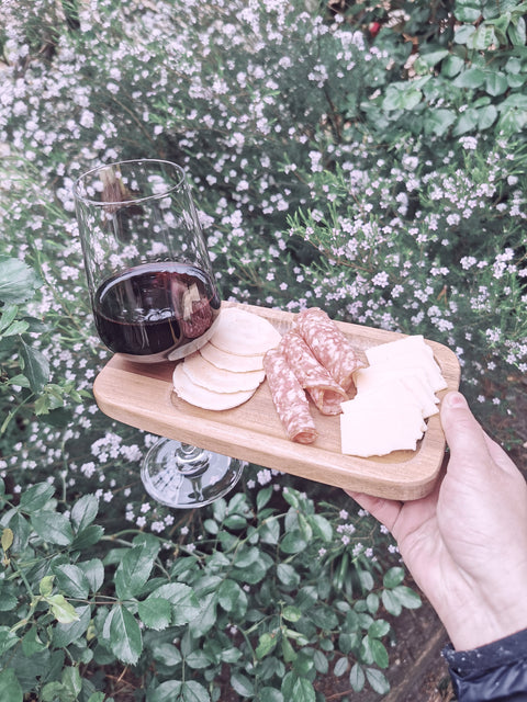 Mini Wooden Board with Wine Glass Holder - Personalised - Let's Etch