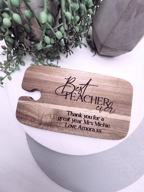 Mini Wooden Board with Wine Glass Holder - Personalised - Let's Etch