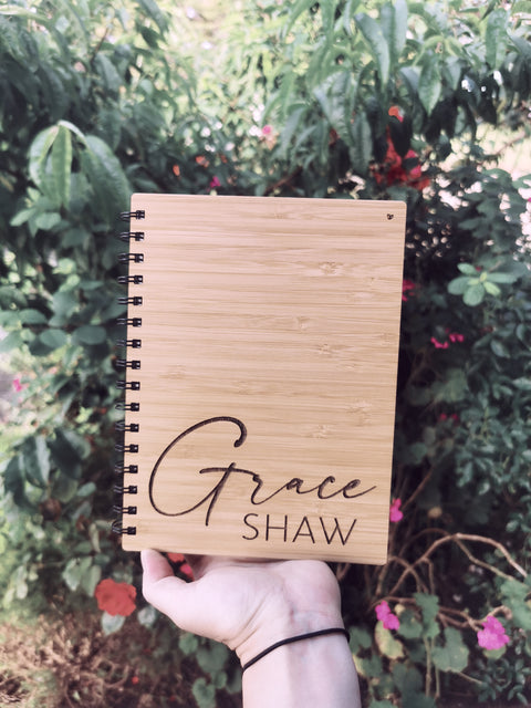 A5 Bamboo Cover Notebook - Personalised - Let's Etch