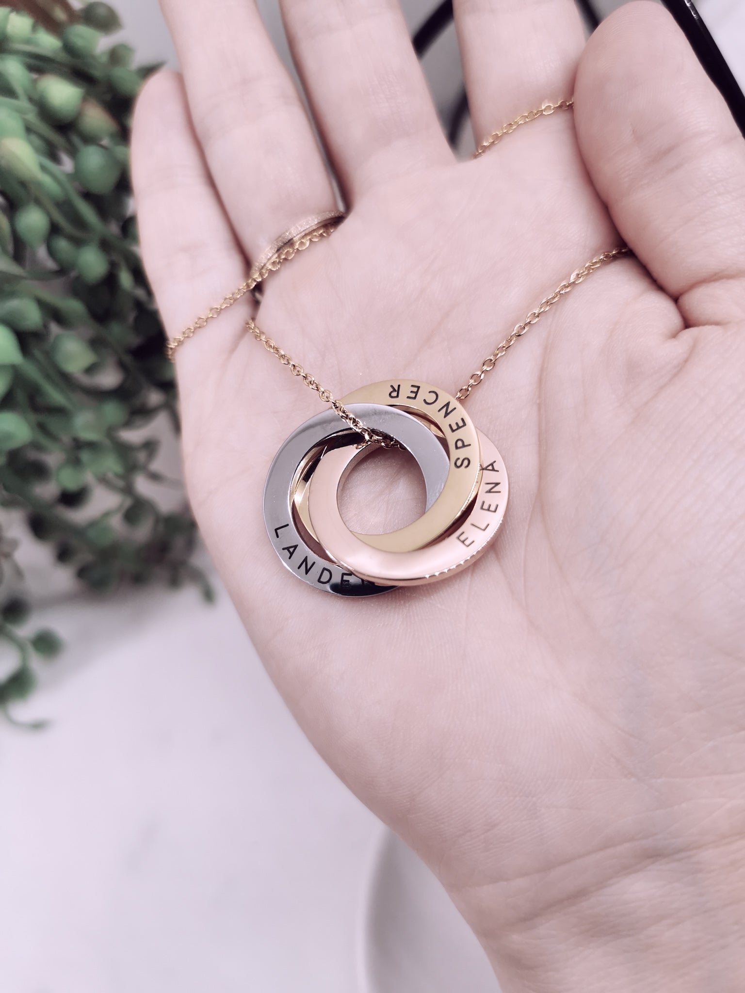 Interlocking Circle Necklace with Names | Sterling Silver – The Silver Wing