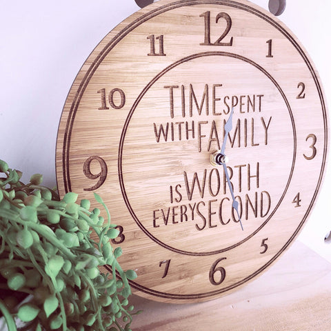 Time Spent With Family Clock - Let's Etch